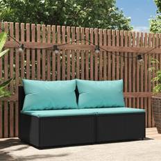 vidaXL Divani Centrali da Giardino con Cuscini 2 pz in Polyrattan Nero Divano Modulare