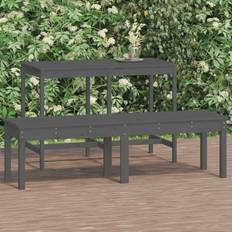 vidaXL À 2 Places Gris 159.5x44x45 cm Bois Massif De Pin Grey Pine Banc de Jardin