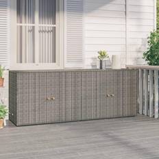 Arredamento da Giardino e per Esterni vidaXL Mobile Portaoggetti da Giardino Grigio 198x55.5x80 cm Polyrattan