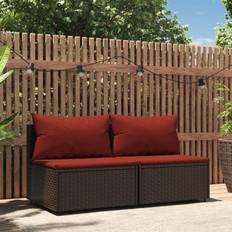 vidaXL Garten-Mittelsofas mit Kissen 2 Stk Modulsofa