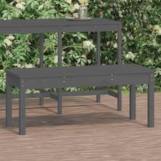 vidaXL Panca Grigia 109x44x45 cm Legno Massello di Pino Panchina da Giardino