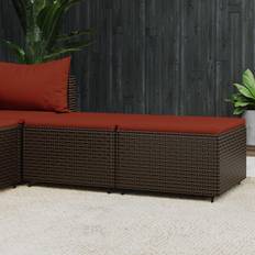 Sgabelli da Esterno vidaXL Poggiapiedi Da Giardino Con Cuscini 2 pz in Polyrattan Marrone