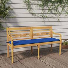 Bleu Bancs de Jardin vidaXL Batavia Avec Coussin Bleu Royal 150 cm Bois Teck Massif Banc de Jardin