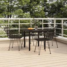 vidaXL black Patio Dining Set, 1 Table incl. 4 Chairs