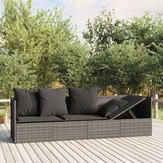 Dossier Réglable Canapés et Bancs d'Extérieur vidaXL Gris Résine Tressée Mobilier De Jardin Meuble De Patio Canapé d'extérieur