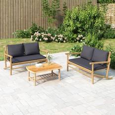 Gris Bancs de Jardin vidaXL Avec Coussins Gris Foncé Bambou Banc de Jardin