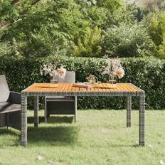 Rattan Sintetico Tavoli da Giardino vidaXL Tavolo Giardino Poly Rattan and Acacia Grigio 150x90x75 cm