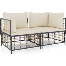 vidaXL Divani Angolari Modulari Con Cuscini 2 pz in Polyrattan - Antracite Divano Modulare