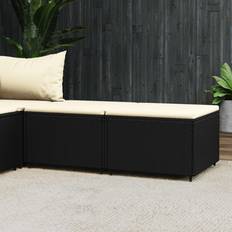 Sgabelli da Esterno vidaXL Poggiapiedi Da Giardino Con Cuscini In Polyrattan Nero