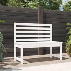 vidaXL Panca Bianca 109 cm in Legno Massello di Pino Panchina da Giardino