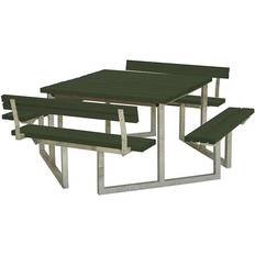 Aluminium Picknicktafels Plus Vierkant Twist Groen Picknicktafel 2 Rugleuningen