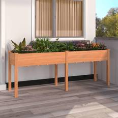 vidaXL Fioriera Con Fodera Marrone 203x53x76 cm Legno Massello di Abete