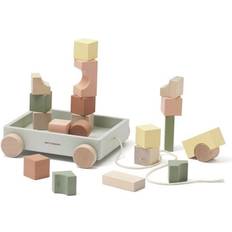 Kids Concept Chariots de Marche pour Bébé Kids Concept Edvin Chariot avec cubes en bois, coloré (set de 21) Multicolore