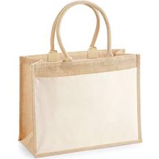 Jute Fabric Tote Bags Westford Mill Pocket Jute Shopper