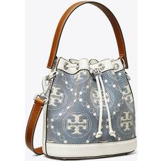 Blue Bucket Bags Tory Burch T Monogram Denim Bucket Bag Pearl Blue OS