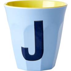 Rice melamine beker medium letter j zacht blauw