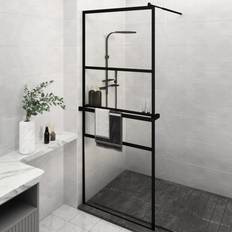 Docce vidaXL Parete Doccia Walk In Mensola Nera 80 x 195 cm Vetro ESG Alluminio - Nero