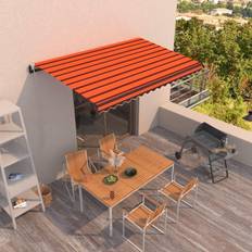 vidaXL Tenda Da Sole Retrattile Automatica 450x350 cm Arancio Marrone Arredo Giardino