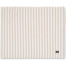 Puuvilla Pöytäliinat Lexington Herringbone Striped Pöytätabletti 40 x 50 cm Beige