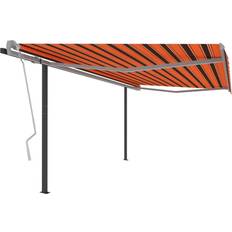 vidaXL Tenda Da Sole Retrattile Manuale Pali 4.5x3.5 m Arancio Marrone