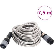 Argent Tuyaux vidaXL Tuyau d'Arrosage Avec Buse de Pulvérisation Tuyau d'Eau Patio Terrasse Argenté 7.5 m Inox