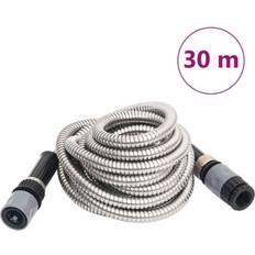 Argent Tuyaux vidaXL Tuyau d'Arrosage Avec Buse de Pulvérisation Conduite d'Eau Patio Terrasse Argenté 30 m Inox