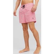 Baumwolle - Herren Bademode Jack & Jones Men's JPSTFIJI JJSWIM Mini Stripe Badeshorts, Hot Coral