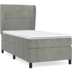 vidaXL Box Spring Con Colchón Terciopelo Gris Claro 100x200 cm Cama Continental