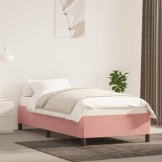 vidaXL rosa 90x190 sammet Sängram