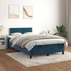 Blu Letti Continentali vidaXL Giroletto a Molle con Materasso Blu Scuro 120x200 cm in Velluto Letto Continentale