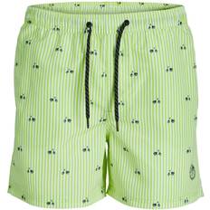 Baumwolle - Herren Bademode Jack & Jones Men's JPSTFIJI JJSWIM Mini Stripe Badeshorts, Acid Lime