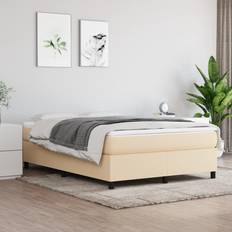 140cm - Beige Continentaal Bedden vidaXL Boxspring Met Matras Stof 140x200 cm