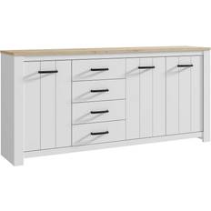 Forte Crumpton 206 cm Hvid Brun Kister Kommode