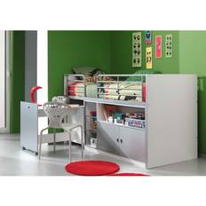 Argent Lits Vipack Lit Combiné 90x200 cm Avec Sommier 1 Bureau 2 Portes Bois Blanc Et Gris Bonny