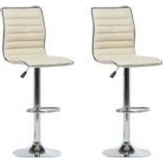 Beige Bar Stools Beliani Set of 2 LUCERNE Bar Stool