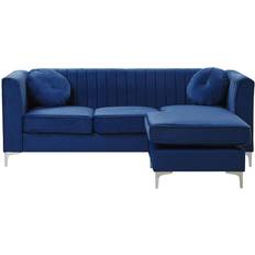 Silver/Chrome Sofas Beliani Timra Blue Sofa 220cm 3 Seater