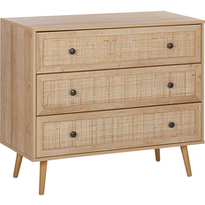 Beliani Credenza A 3 Cassetti Legno Chiaro Ponca 90 x 79 cm Comò