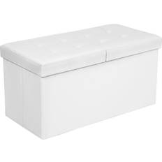 Poggiapiedi Songmics 80 l Pouf Contenitore Coperchio Capacità di Carico di 300 kg Bianco 76 x 38 x 38 cm Poggiapiedi