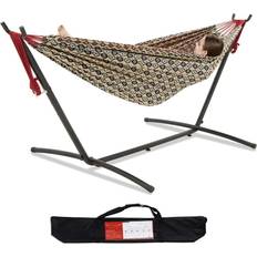 Beige Outdoor Sofas & Benches Pnaeut Double Hammock with Space Saving Steel Stand