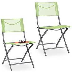 Relaxdays 2x Garden Chair Foldup Comfortable Backrest 120kg Green