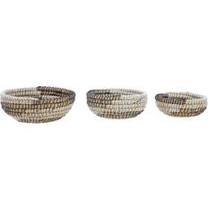 Blanc Paniers Premier Housewares Round Straw Baskets - Natural / Black / White - Set of 3 Panier