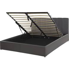 Beliani Cama De Piel Sintética Gris Con Almacenaje 140x200 Cm