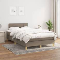 vidaXL Rembourré Lit Double 120x200 cm Taupe Lit Continental