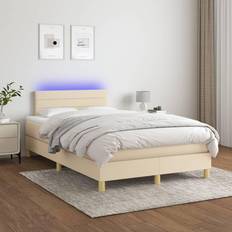 vidaXL Sommier À Lattes de Matelas et LED Crème 120x200 cm Lit Continental