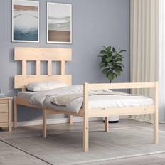 vidaXL Cama Para Personas Mayores Con Cabecero Madera Maciza 90x200 cm