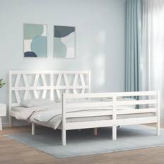 vidaXL Giroletto Con Testiera Bianco King Size In Legno Massello