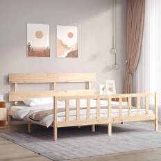 vidaXL Bed Frame with Headboard 200x200 Solid