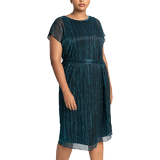 Turquesa - Vestido midi Vestidos Roman Curve Metallic Plisse Midi Dress - Teal