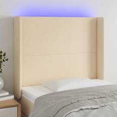 vidaXL LED Gräddvit 103x16x118/128 cm Tyg Sänggavel