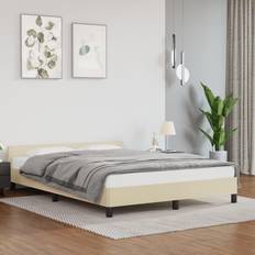 vidaXL Bedframe Met Hoofdeinde Zonder Matras 140x200 cm Crèmekleurig